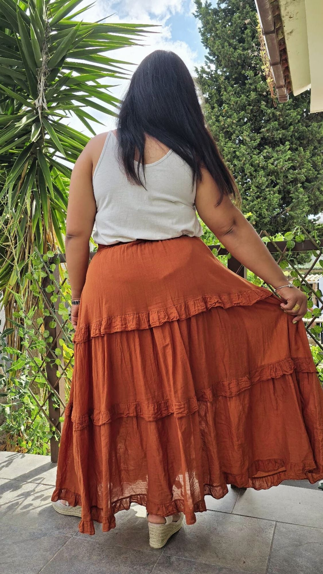 Falda Larga Liso Algodón