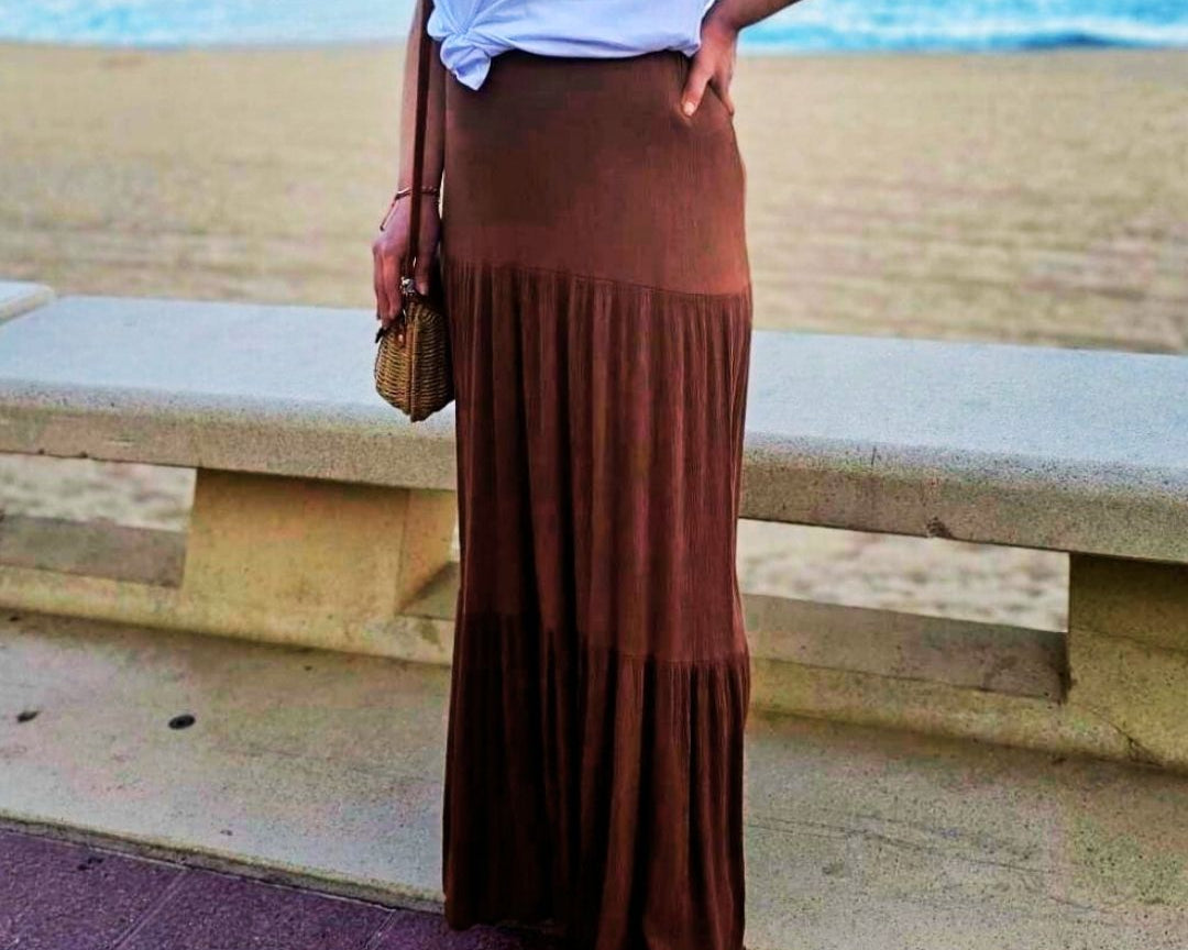 Falda lisa Marrón