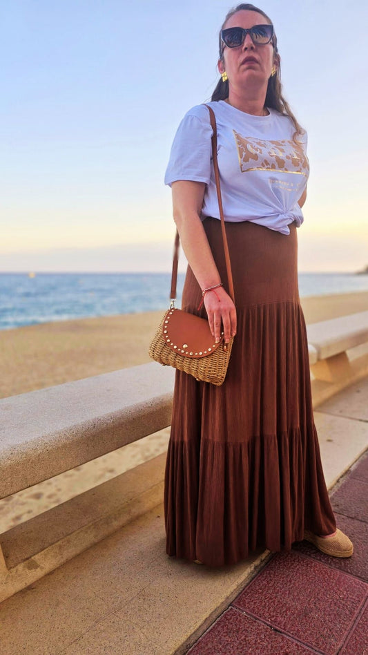 Falda lisa Marrón