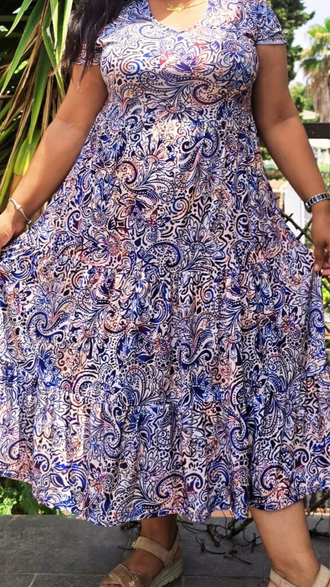 Vestido Estampado Volante
