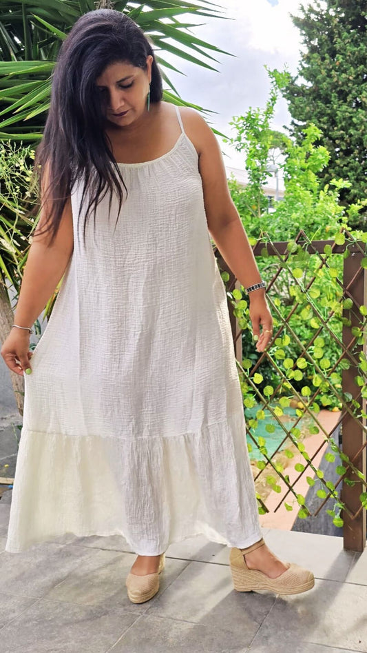 Vestido Liso Volante